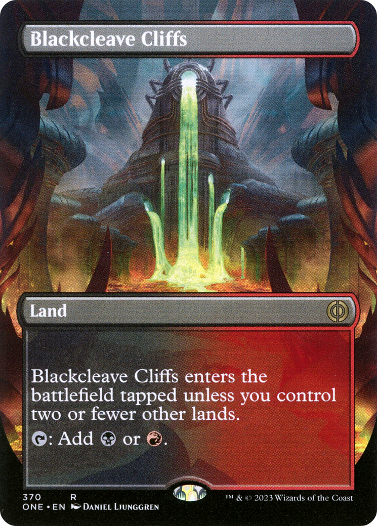 Blackcleave Cliffs (Borderless Alternate Art) [Phyrexia: All Will Be One] | Red Riot Games CA