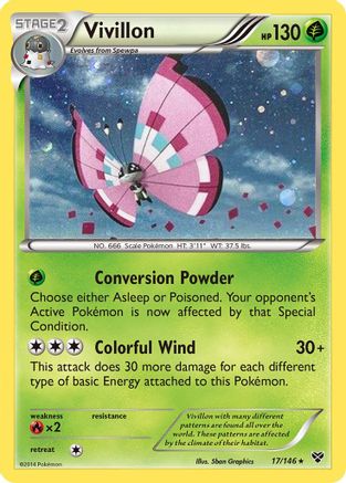 Vivillon (17/146) (Meadow Form/Pink Wings) (Cosmos Holo) [XY: Base Set] | Red Riot Games CA