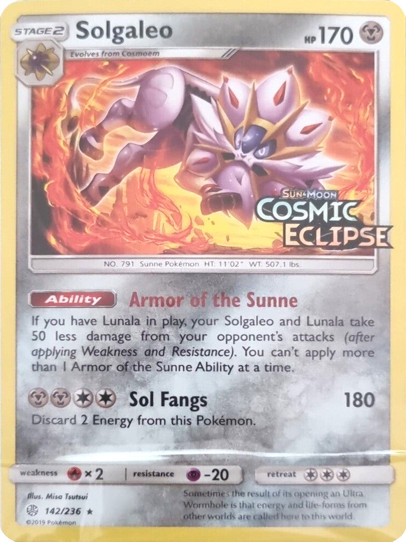Solgaleo (142/236) (Cosmic Eclipse Stamped) [Sun & Moon: Cosmic Eclipse] | Red Riot Games CA