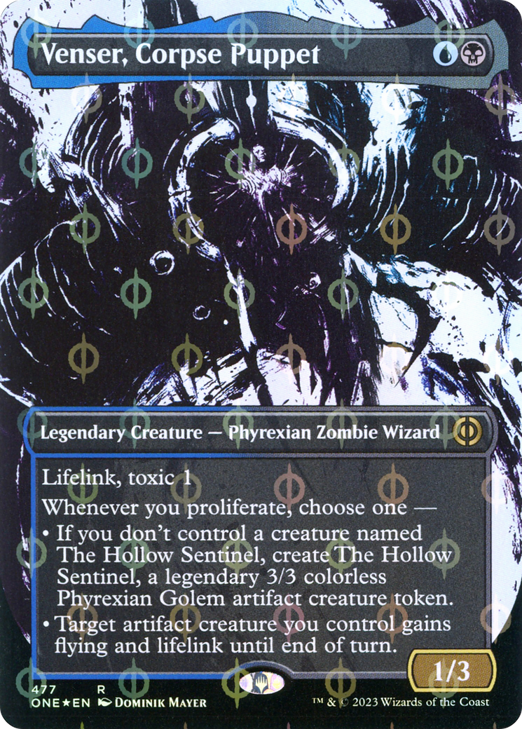 Venser, Corpse Puppet (Borderless Ichor Step-and-Compleat Foil) [Phyrexia: All Will Be One] | Red Riot Games CA