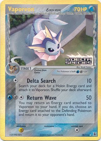 Vaporeon (18/113) (Delta Species) (Stamped) [EX: Delta Species] | Red Riot Games CA