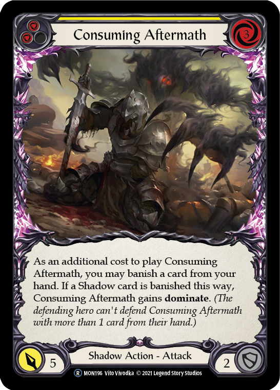 Consuming Aftermath (Yellow) [U-MON196-RF] (Monarch Unlimited)  Unlimited Rainbow Foil | Red Riot Games CA
