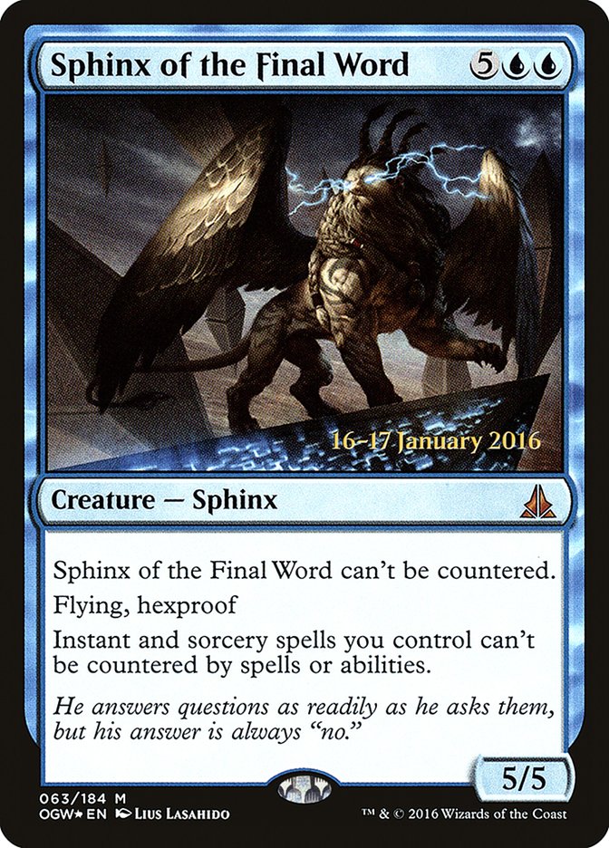 Sphinx of the Final Word [Oath of the Gatewatch Prerelease Promos] | Red Riot Games CA