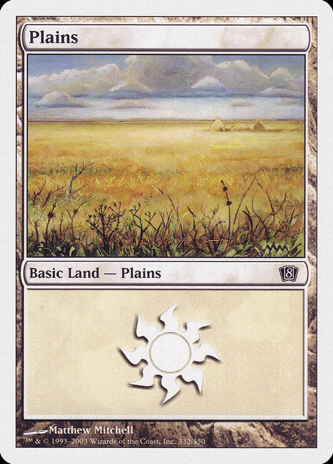Plains (332) [Eighth Edition] | Red Riot Games CA