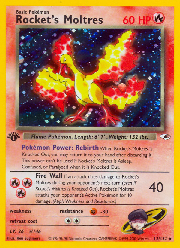 Rocket's Moltres (12/132) [Gym Heroes 1st Edition] | Red Riot Games CA