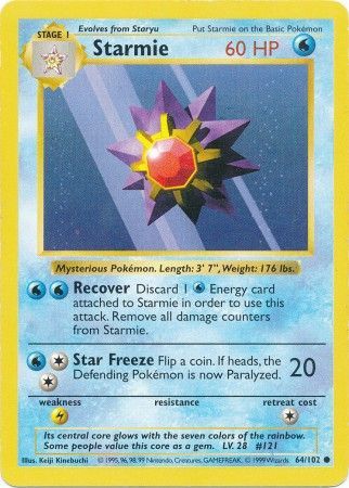 Starmie (64/102) [Base Set Shadowless Unlimited] | Red Riot Games CA