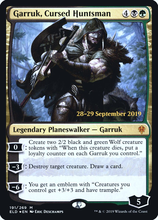 Garruk, Cursed Huntsman [Throne of Eldraine Prerelease Promos] | Red Riot Games CA