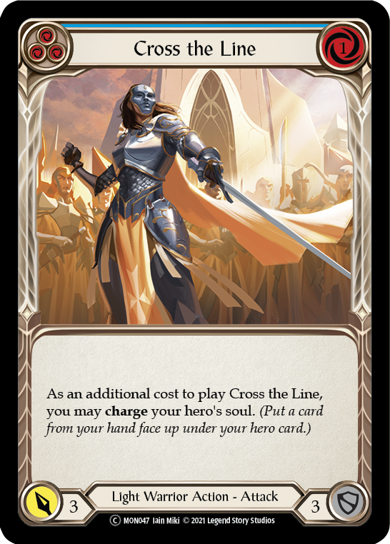Cross the Line (Blue) [U-MON047-RF] (Monarch Unlimited)  Unlimited Rainbow Foil | Red Riot Games CA