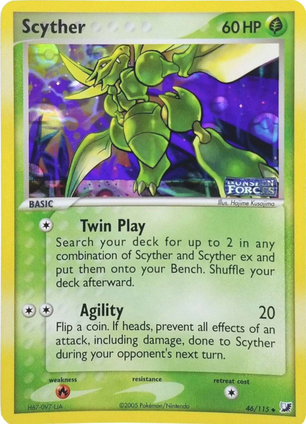 Scyther (46/115) (Stamped) [EX: Unseen Forces] | Red Riot Games CA