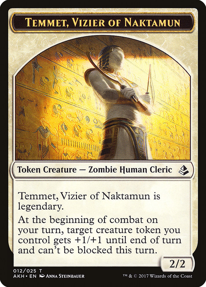 Temmet, Vizier of Naktamun // Zombie Double-Sided Token [Amonkhet Tokens] | Red Riot Games CA