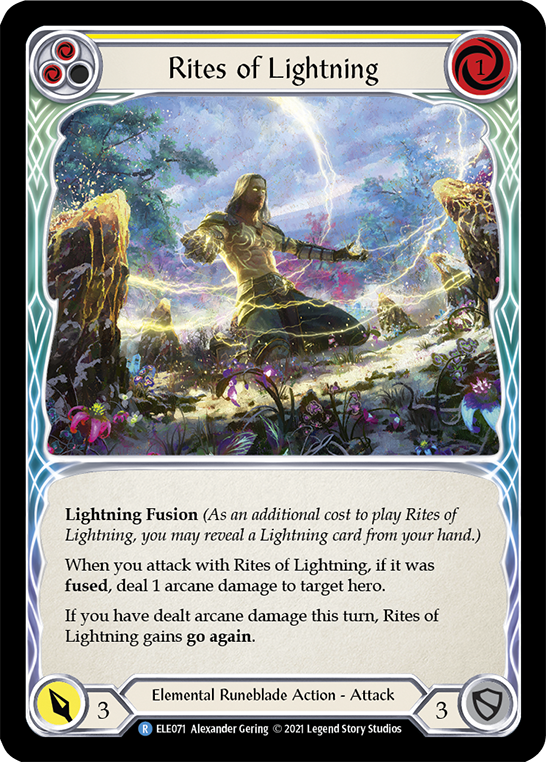 Rites of Lightning (Yellow) [ELE071] (Tales of Aria)  1st Edition Rainbow Foil | Red Riot Games CA