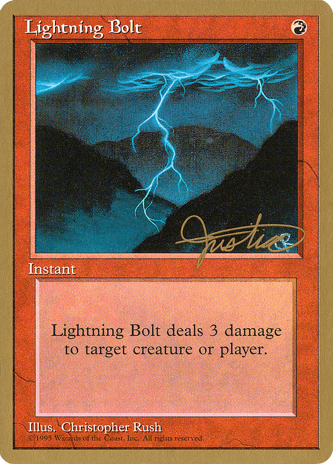 Lightning Bolt (Mark Justice) [Pro Tour Collector Set] | Red Riot Games CA