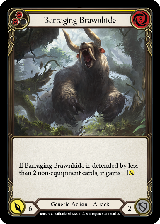 Barraging Brawnhide (Yellow) [RNR019-C] (Rhinar Hero Deck)  1st Edition Normal | Red Riot Games CA