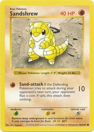 Sandshrew (62/102) [Base Set Shadowless Unlimited] | Red Riot Games CA