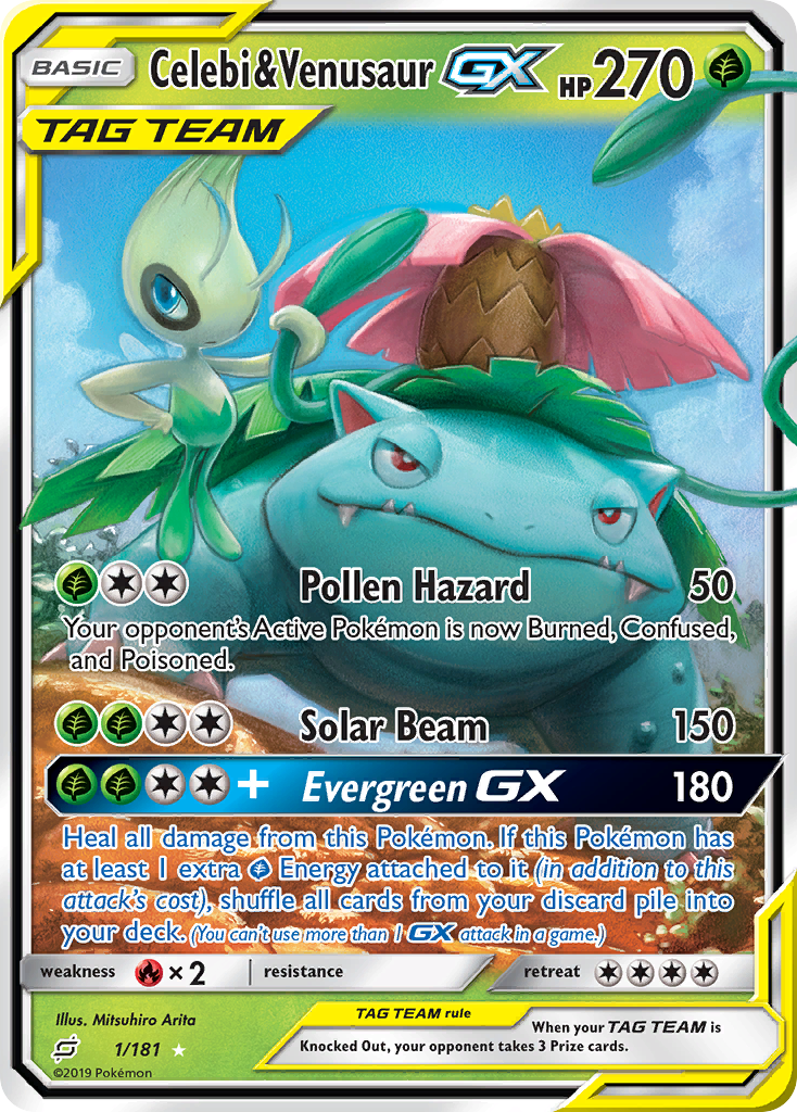 Celebi & Venusaur GX (1/181) [Sun & Moon: Team Up] | Red Riot Games CA