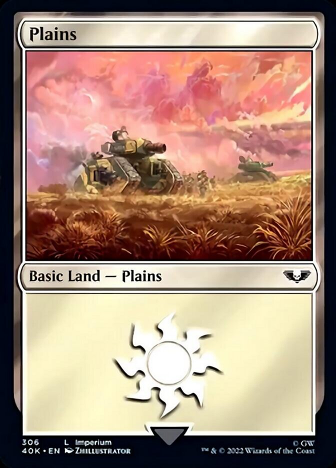 Plains (306) (Surge Foil) [Warhammer 40,000] | Red Riot Games CA