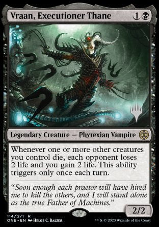 Vraan, Executioner Thane (Promo Pack) [Phyrexia: All Will Be One Promos] | Red Riot Games CA