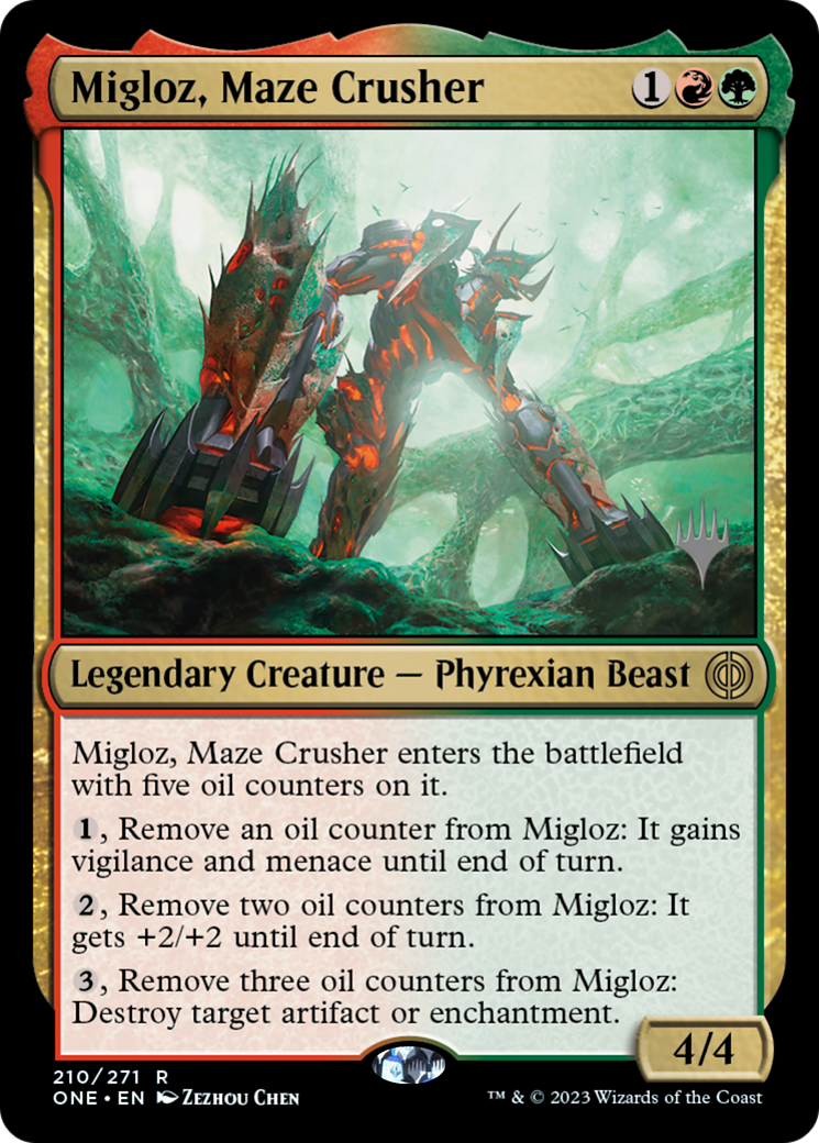 Migloz, Maze Crusher (Promo Pack) [Phyrexia: All Will Be One Promos] | Red Riot Games CA