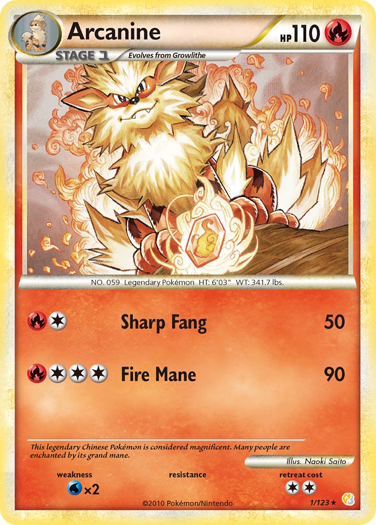 Arcanine (1/123) (Theme Deck Exclusive) [HeartGold & SoulSilver: Base Set] | Red Riot Games CA