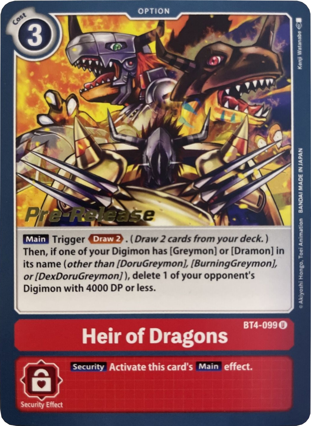 Heir of Dragons [BT4-099] [Great Legend Pre-Release Promos] | Red Riot Games CA