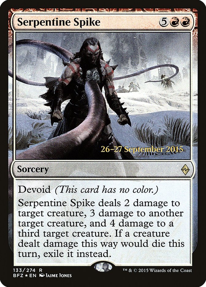 Serpentine Spike [Battle for Zendikar Prerelease Promos] | Red Riot Games CA