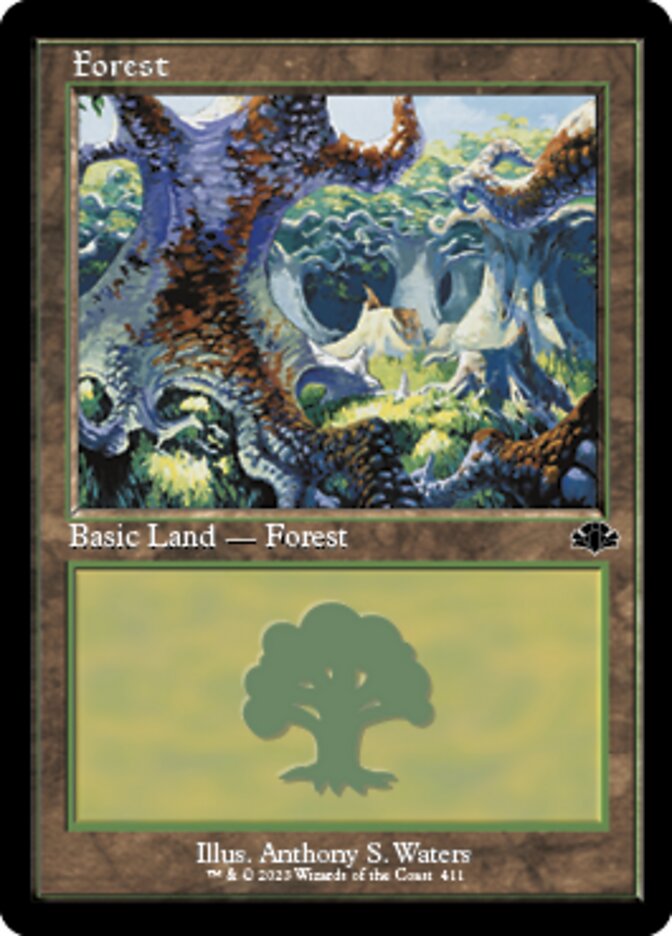 Forest (411) (Retro) [Dominaria Remastered] | Red Riot Games CA