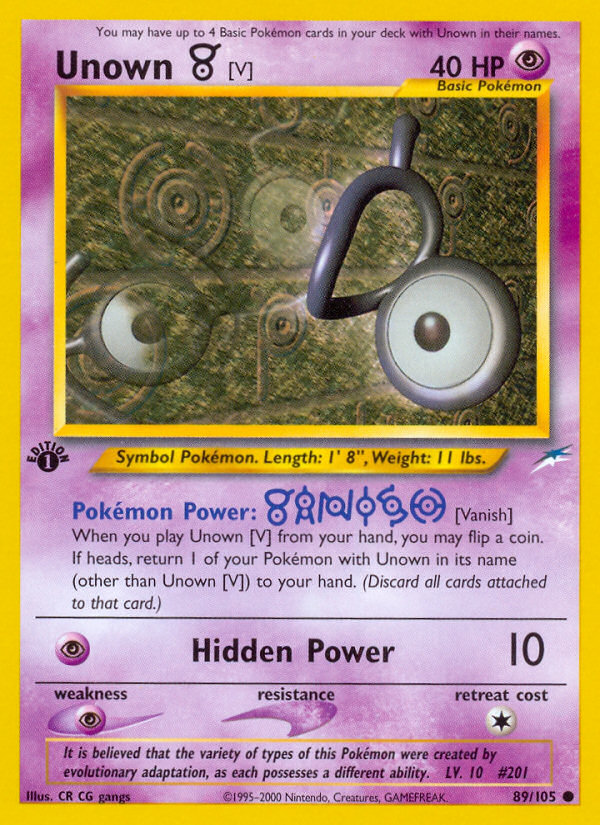 Unown [V] (89/105) [Neo Destiny 1st Edition] | Red Riot Games CA