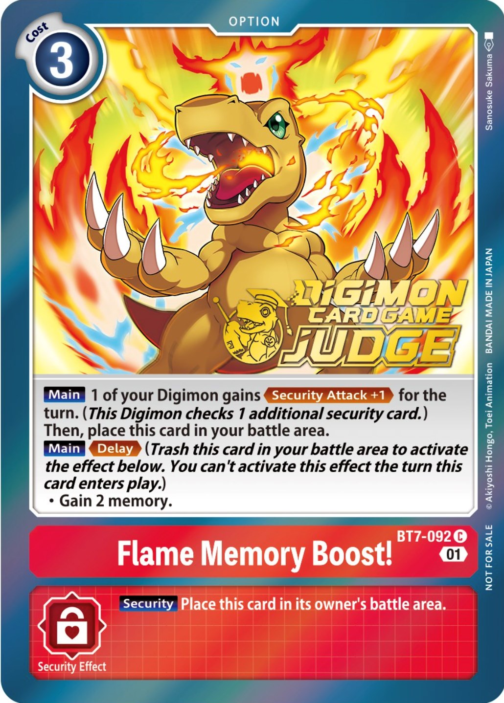 Flame Memory Boost! [BT7-092] (Judge Pack 3) [Next Adventure Promos] | Red Riot Games CA