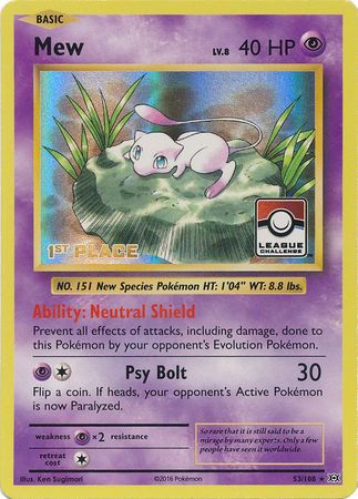 Mew (53/108) (League Promo 1st Place) [XY: Evolutions] | Red Riot Games CA