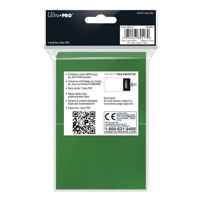 Ultra PRO: Standard 100ct Sleeves - PRO-Matte (Green)
