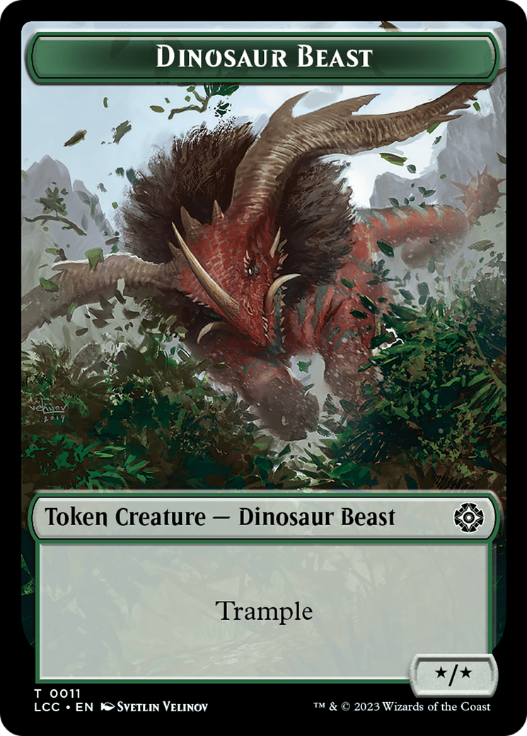 Dinosaur Beast // Dinosaur Double-Sided Token [The Lost Caverns of Ixalan Commander Tokens] | Red Riot Games CA