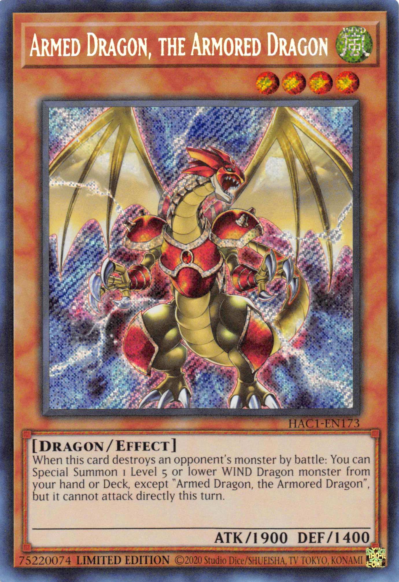 Armed Dragon, the Armored Dragon [HAC1-EN173] Secret Rare | Red Riot Games CA