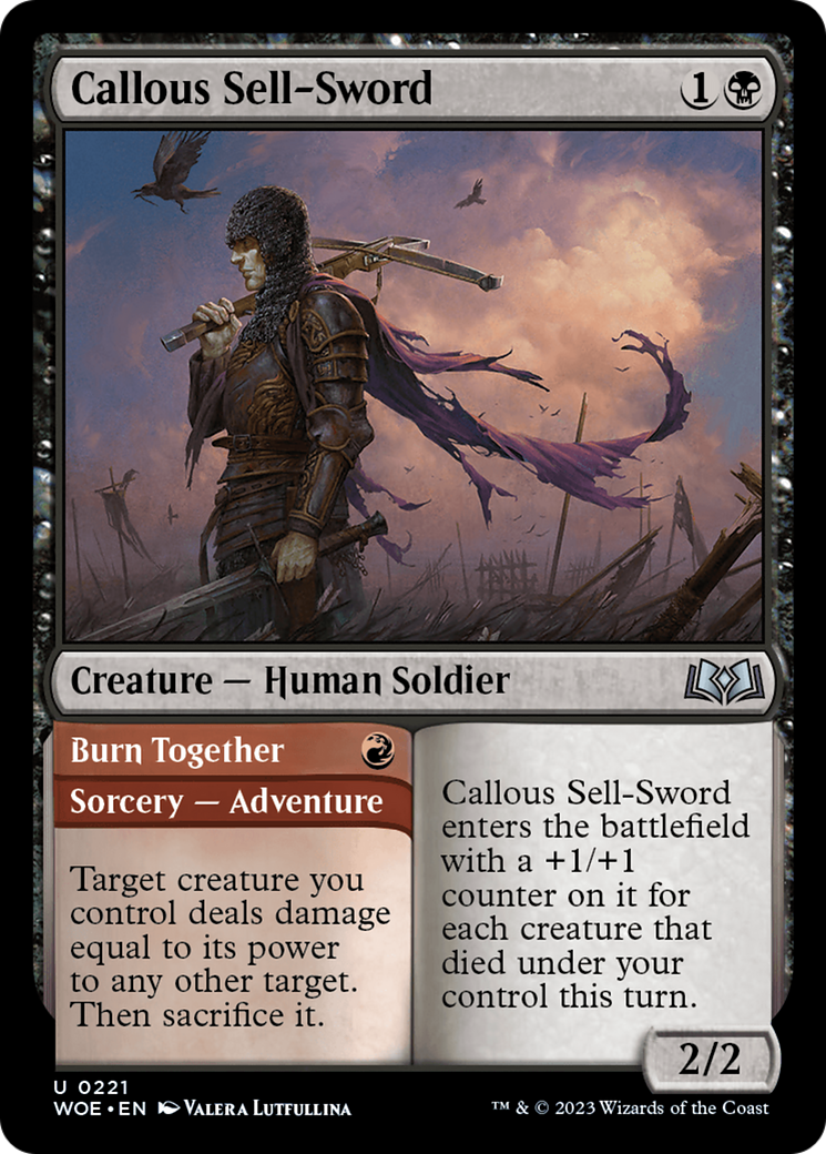 Callous Sell-Sword // Burn Together [Wilds of Eldraine] | Red Riot Games CA