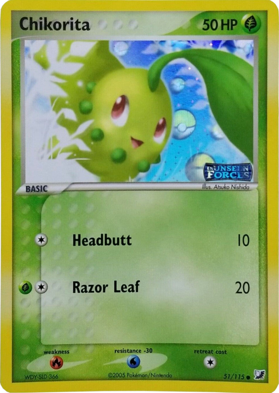 Chikorita (51/115) (Stamped) [EX: Unseen Forces] | Red Riot Games CA