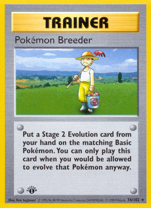 Pokemon Breeder (76/102) (Shadowless) [Base Set 1st Edition] | Red Riot Games CA