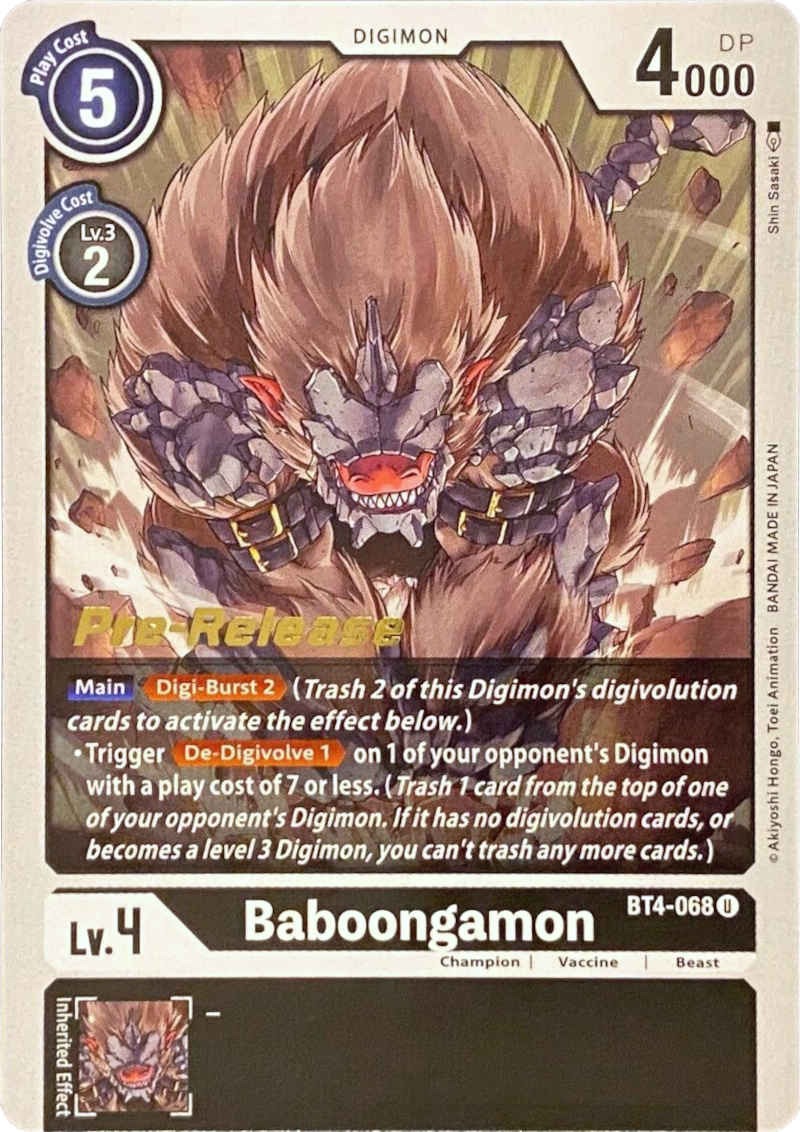 Baboongamon [BT4-068] [Great Legend Pre-Release Promos] | Red Riot Games CA