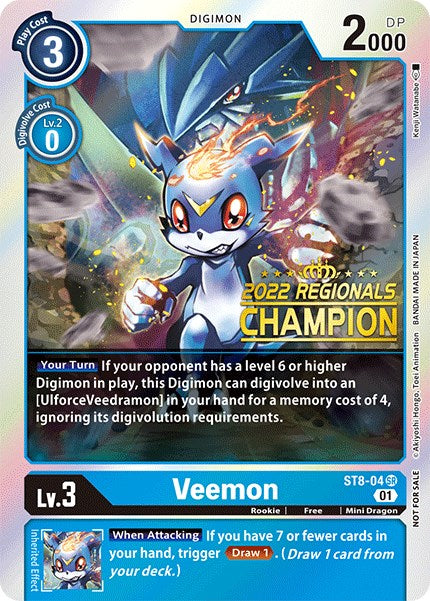 Veemon [ST8-04] (2022 Championship Online Regional) (Online Champion) [Starter Deck: Ulforce Veedramon Promos] | Red Riot Games CA
