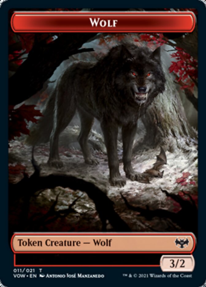 Wolf (011) // Treasure Double-Sided Token [Innistrad: Crimson Vow Tokens] | Red Riot Games CA