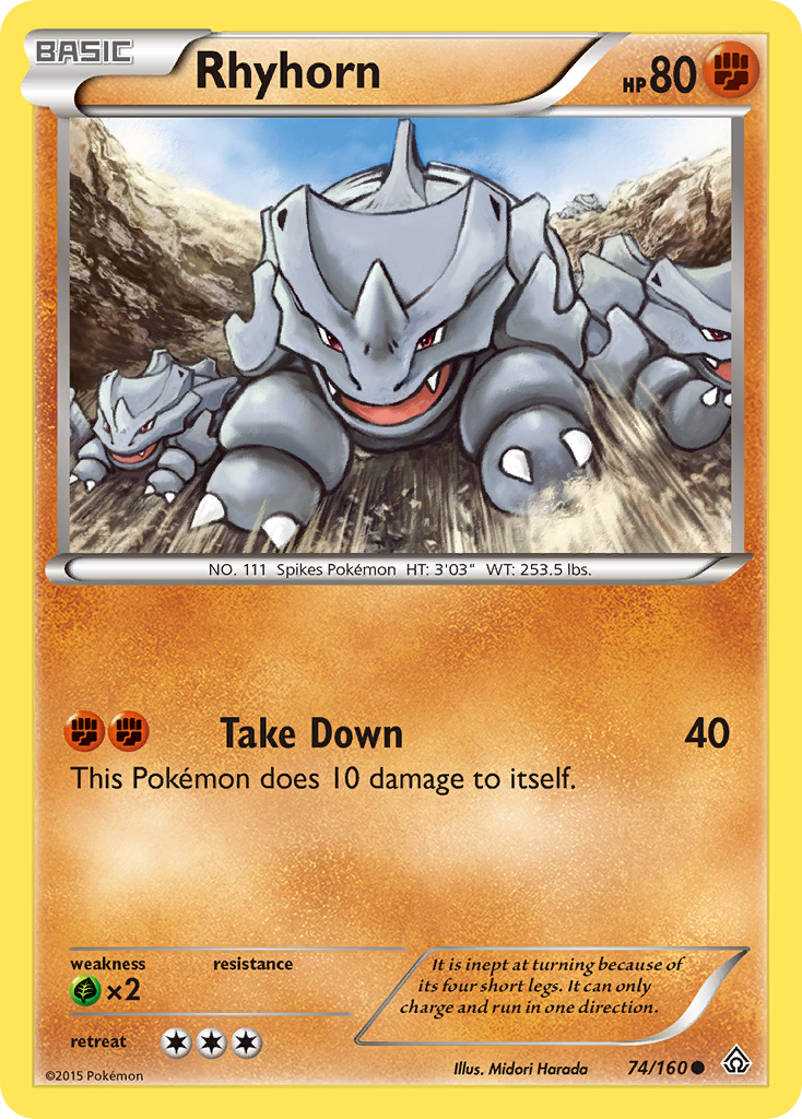 Rhyhorn (74/160) [XY: Primal Clash] | Red Riot Games CA