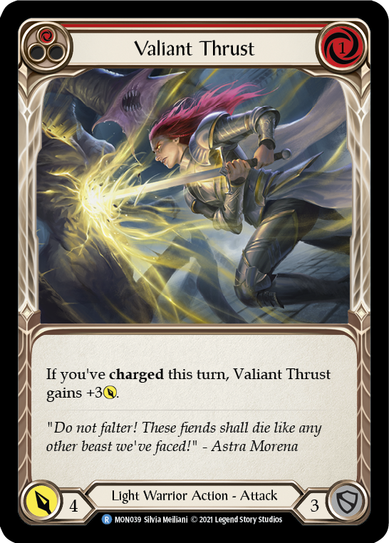 Valiant Thrust (Red) [MON039] (Monarch)  1st Edition Normal | Red Riot Games CA