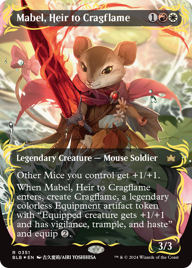 Mabel, Heir to Cragflame (Borderless) (Raised Foil) [Bloomburrow] | Red Riot Games CA