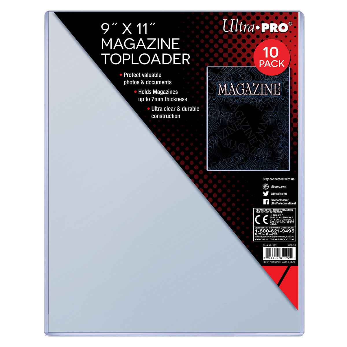 Ultra PRO: Toploader - 9" x 11-1/4" (10ct - Thick Magazine) | Red Riot Games CA