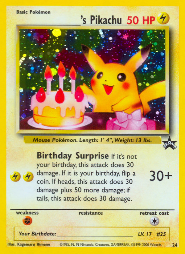 _____'s Pikachu (24) (Birthday Pikachu) [Wizards of the Coast: Black Star Promos] | Red Riot Games CA