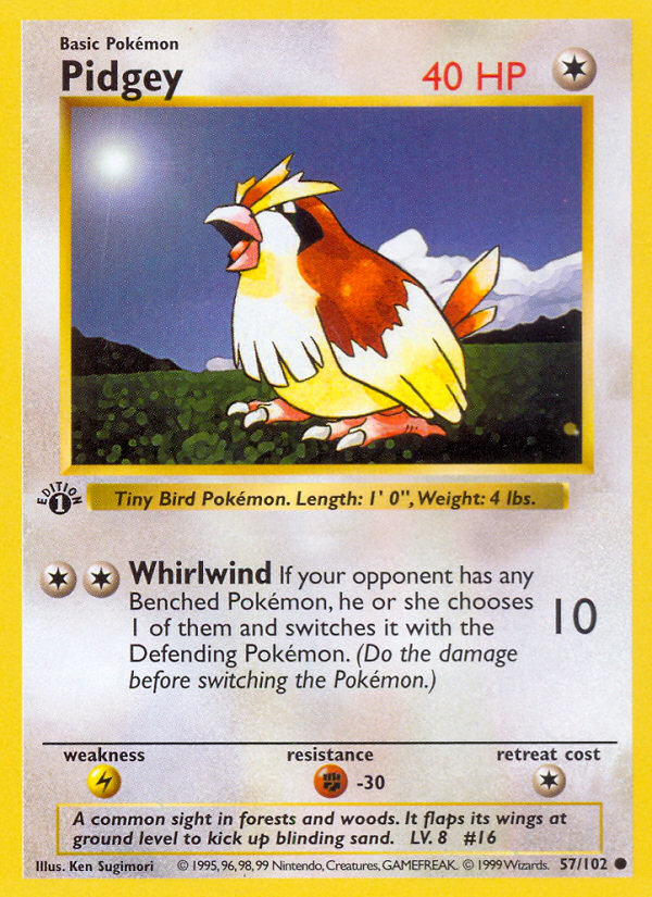 Pidgey (57/102) (Shadowless) [Base Set 1st Edition] | Red Riot Games CA