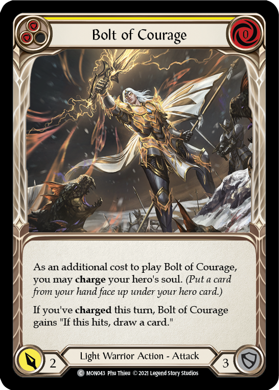 Bolt of Courage (Yellow) [MON043-RF] (Monarch)  1st Edition Rainbow Foil | Red Riot Games CA