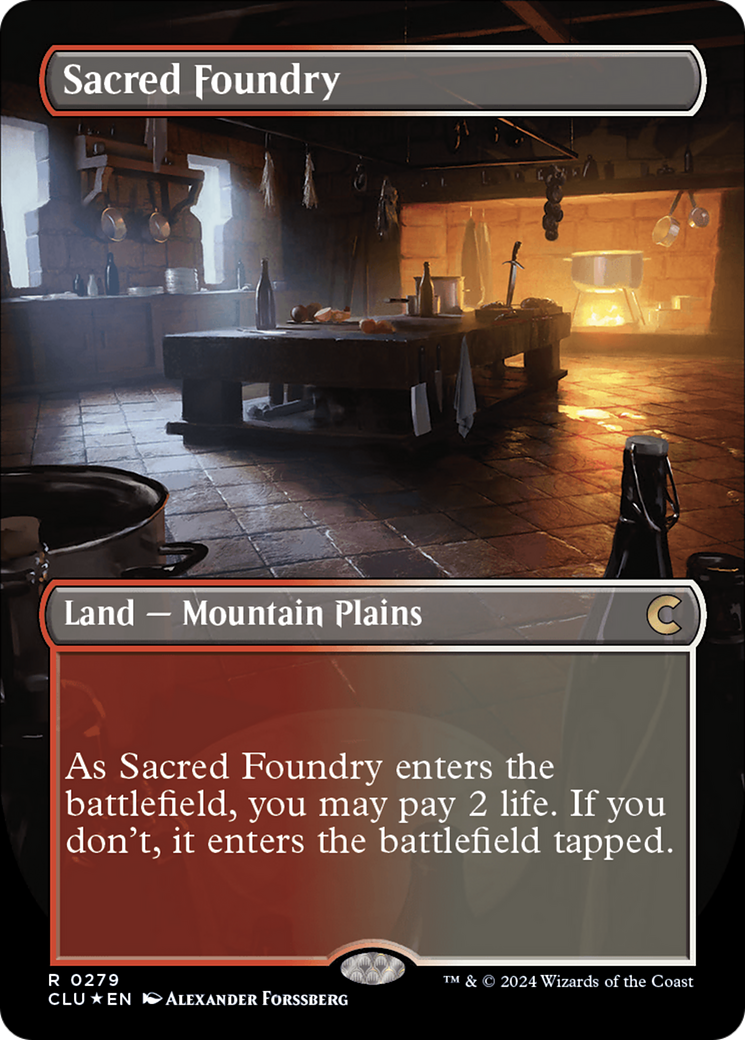 Sacred Foundry (Borderless) [Ravnica: Clue Edition] | Red Riot Games CA