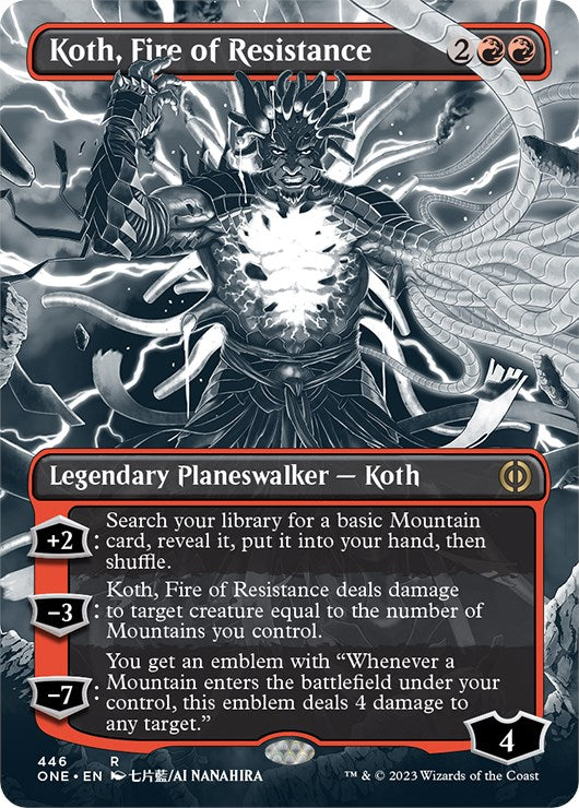 Koth, Fire of Resistance (Borderless Manga Step-and-Compleat Foil) [Phyrexia: All Will Be One] | Red Riot Games CA