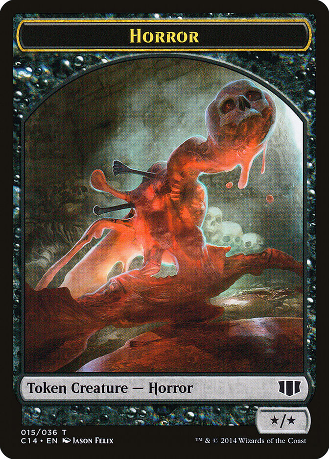 Horror // Zombie (016/036) Double-Sided Token [Commander 2014 Tokens]