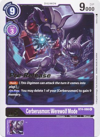 Cerberusmon: Werewolf Mode [BT4-086] [Great Legend Pre-Release Promos] | Red Riot Games CA