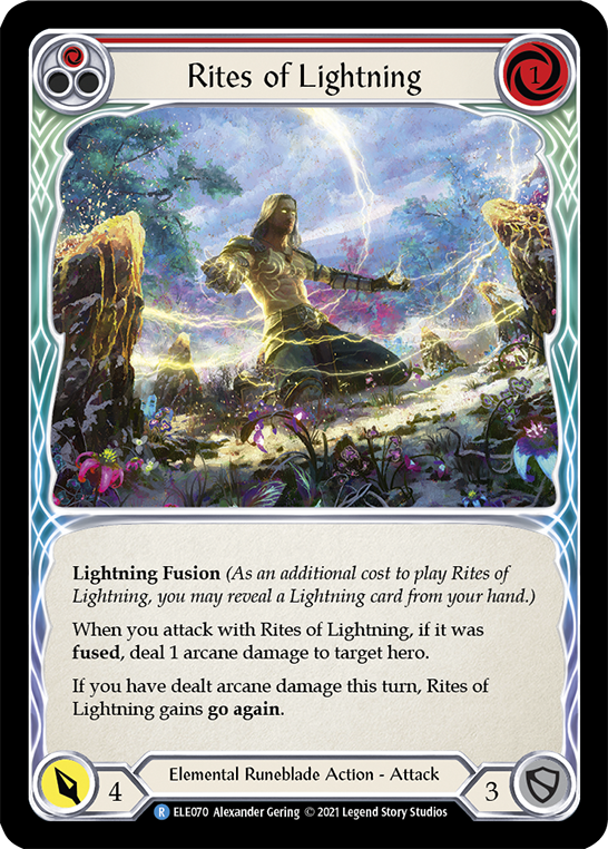 Rites of Lightning (Red) [ELE070] (Tales of Aria)  1st Edition Rainbow Foil | Red Riot Games CA